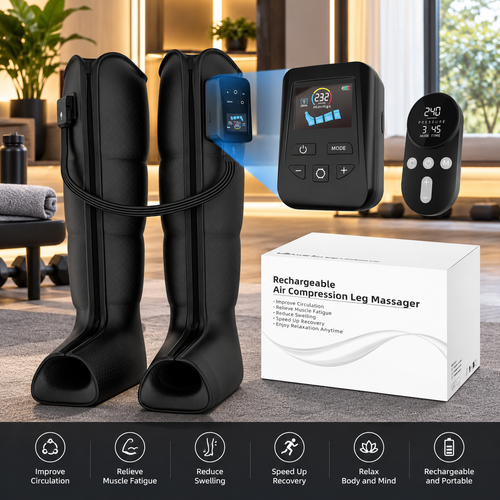 Pneumatic Compression Recovery Boots Leg Pressure Massage Therapy System with Compression Pump
