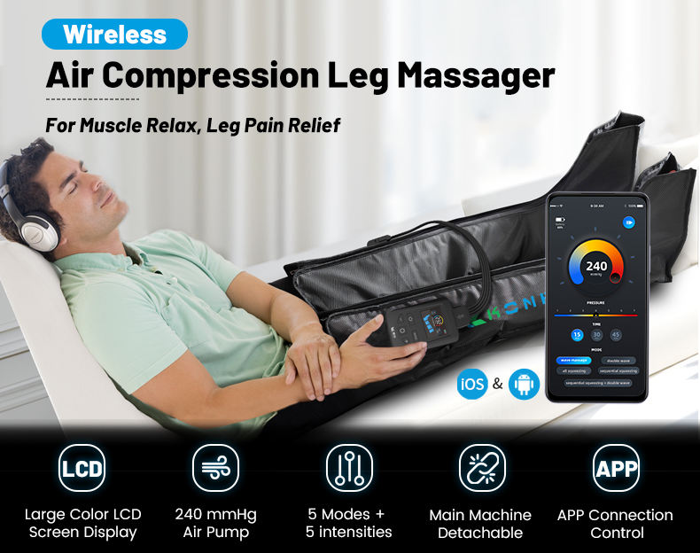 Pneumatic Compression Recovery Boots Leg Pressure Massage Therapy System with Compression Pump
